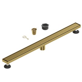 Greenspring Brushed Gold Linear Shower Floor Drain 36-Inch Stainless Steel Bathroom Floor Drain Rectangular Shower Trench Floor Drain