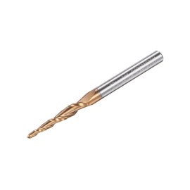 sourcing map Tapered Ball Nose End Mill, TiSiN Coated Solid Carbide 2 Flute Spiral Milling Cutter, 0.75mm Radius, 1.5mm Diameter, 4mm Shank, 50mm Length, 7 Degree Angle