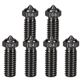 Nssnlur Hardened Steel Nozzle for QIDI Q1 Pro/X-Plus 3/X-SMART3/X-MAX3, Hardened Steel Nozzle, 4 Pieces 0.4 mm, 2 Pieces 0.6 mm Extruder Hotend Nozzles for QIDI 3D Printers, Pack of 6