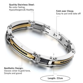 Cupimatch Men's 8MM Stainless Steel CZ Bike Link Chain Bracelet, 22cm