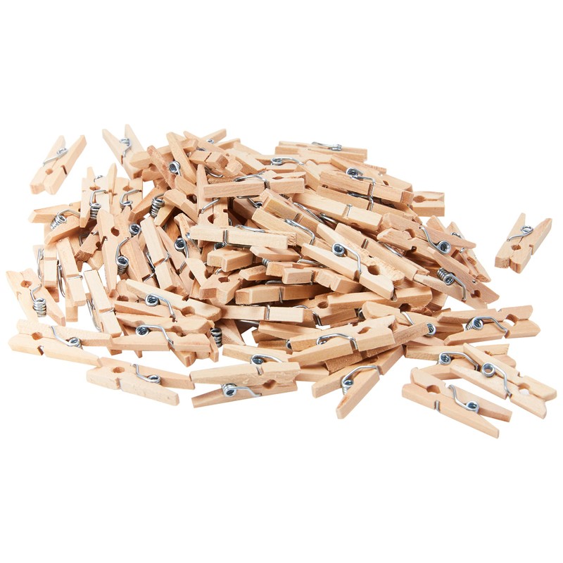 100 Mini Wooden pegs (Natural) by Ark Craft