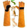 60CM Animal Handling Gloves Bite Proof, Thickened Leather Protective Gloves
