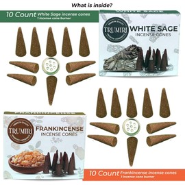 Incense Cones - Combo Pack of 20 Cone Incense - 10 Frankincense + 10 White Sage - Insence Cones - Incense Cones Scented - Cone Incense Scents - Insense Cones - Incent Cone