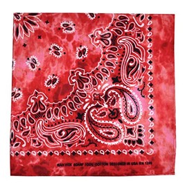 NYFASHION101 Unisex Double Sided Print Paisley Cotton Bandana Head Wrap Scarf, Red Tie Dye