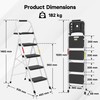 BONTEC 4-Step Ladder, Folding Step Stool with Tool Platform, Wide