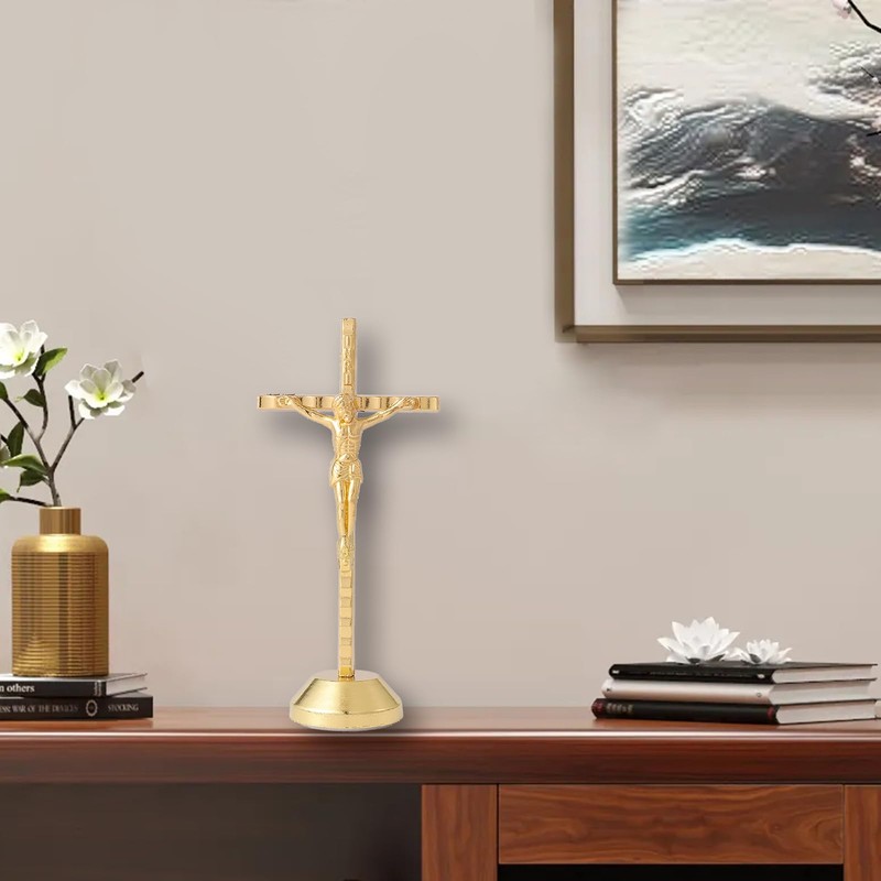 Imerance Crucifix Wall Cross Small Metal Slender Catholic Crosses Golden