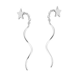 Aeravida Unique Spiraling Stars Sterling Silver Slide-Through Earrings | Pull Through Earrings Silver | Sterling Silver Earrings Dangly