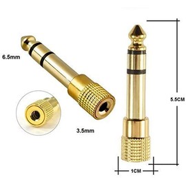 REALMAX® 3.5mm female to 6.5mm Jack Audio Plug male Stereo Headphone Adaptor Converter Microphone Audio 24K Gold Plated