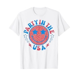 Party in the USA 4th of July Preppy Smile Kids Teen Girls T-Shirt
