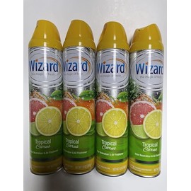 Wizard The Magic of Fresh | Odor Neutralizer & Air Freshener - 10 Oz. Tropical Citrus (Pack of 4) (Packaging May Vary)