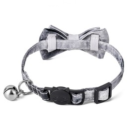 FUNAT Bogen abnehmbares Katzenhalsband, Soft Tie gefärbtes Katzenhalsband, Blaues Katzenhalsband 1.0 * 28 cm, Katzenhalsband mit Schleife, Katzenhalsband mit Schnalle und Glocke
