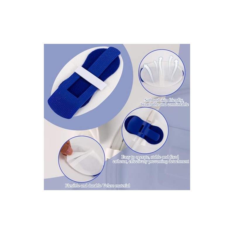 5 Catheter Stabilisation Patches for Foley, PEG and G-Tubes, Blue