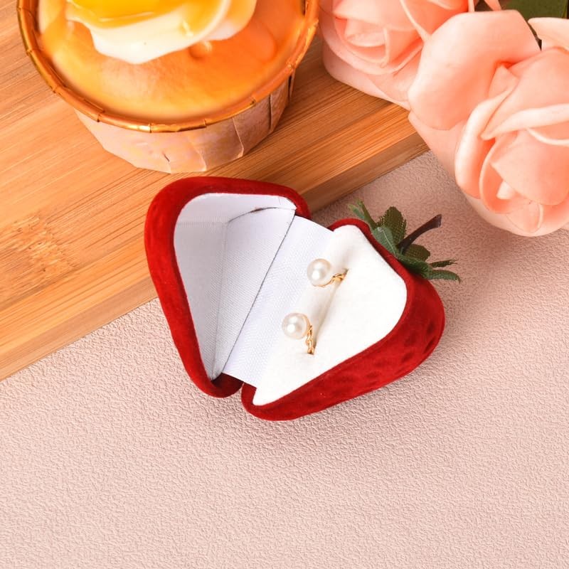 Strawberry Ring Box Red Velvet Ring Gift Box for Husband