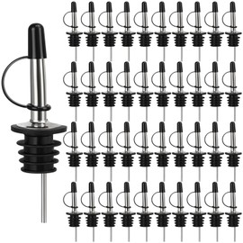 48 Pack Liquor Pour Spout, Stainless Steel Classic Bottle Pourers with Rubber Dust Cap, Speed Wine Bottle Pourer for Liquor Bottle, Oil Bottles(48 Pack)