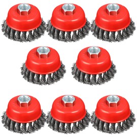 SHITIME 4" Wire Wheel for Angle Grinder, 8PCS Twisted Knotted Wire Brush for Grinder 5/8 Inch-11 Threaded Arbor, 0.02" Carbon Steel Angle Grinder Wire Wheel for Deep Sanding, Heavy Rust Paint.(8)