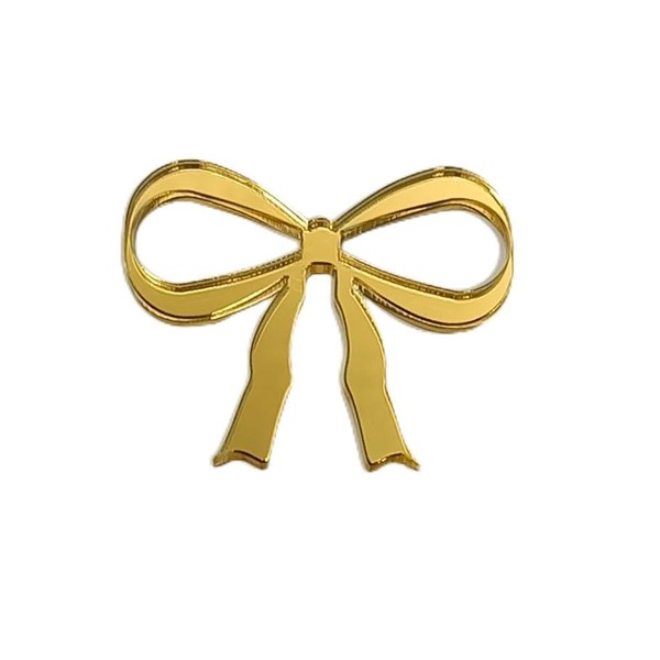 XIAOYUE 20pcs of Gold Mirror Bow Shaped Drink Name Tag,Mirrored