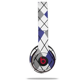 WraptorSkinz Skin Compatible with Beats Solo 4, Solo 3 and Solo 2 Wireless Headphones - Argyle Blue and Gray - Decal Vinyl Wrap (Headphones NOT Included)