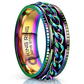 King Ring 8mm Super Spinner Ring – Premium Stainless Steel Fidget Ring for Men & Women K06 – Multi 8