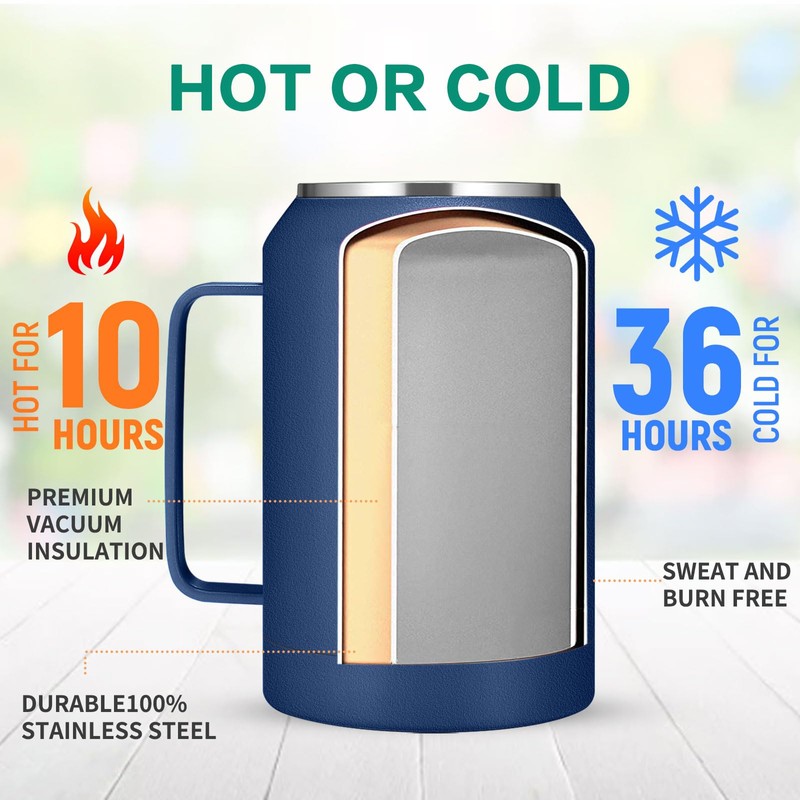 Zenbo 32oz Stainless Steel Tumbler with Handle, Lid & Straw