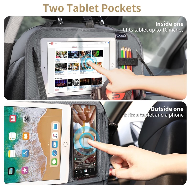 LUCMO Car Backseat Organizer with Tablet Holder,6 Storage Pockets Car