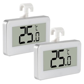 Pack of 2 Fridge Thermometers, Digital Fridge Thermometer with Easy-to-Read LCD Display, Thermometer for Freezer with Frost Alarm Thermometer Fridge for Home, Restaurants, Kitchen