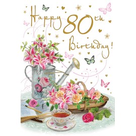 Milestone Age Birthday Card Age 80 F - 9 x 6 inches - Regal Publishing