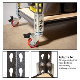4pc - Storage Rack Caster Wheels (Adapts to Boltless Self Locking Shelving Racks) (3" (500 lb. Max Total Capacity))