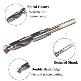 TA-VIGOR 18mm Reduced Shank Twist Drill Bits with 10mm Shank- 45/64" Drilll Bit Perfect for Drilling Steel,Copper,Aluminum Alloy-Made of High Speed Steel 4341