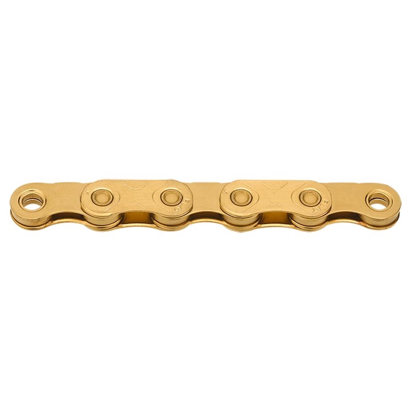 KMC Bicycle Chain, Flat Top, TiN Gold, 126 Links, Waxed,