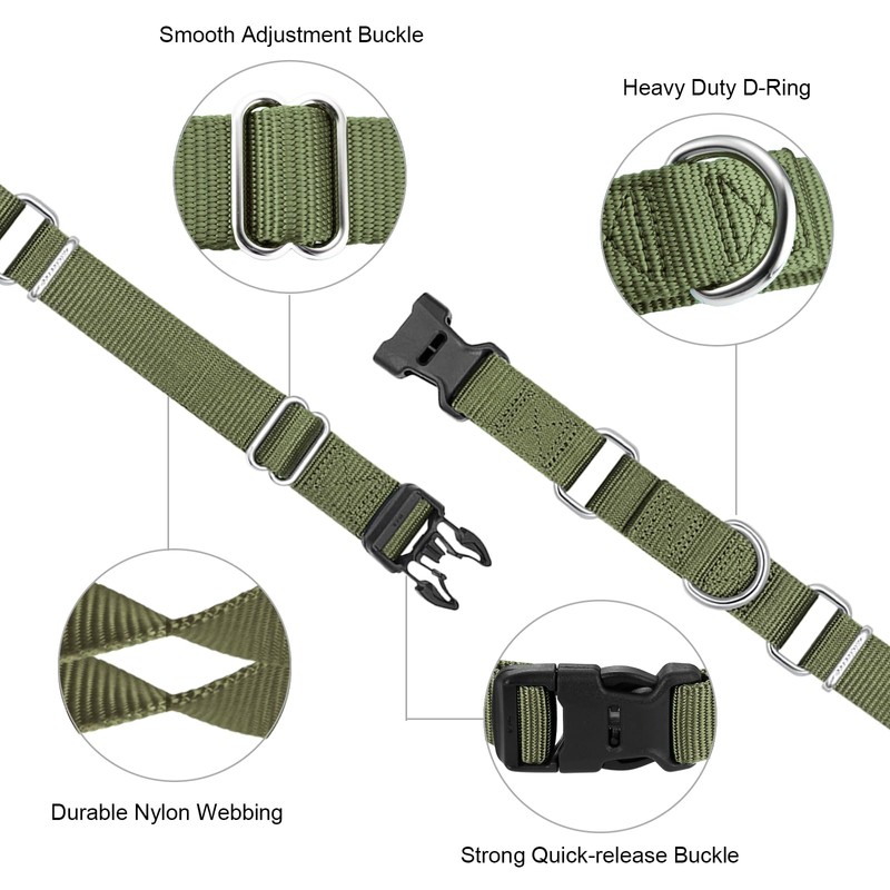 Mikivery Martingale Collar for Dogs Nylon Dog Collar with Quick
