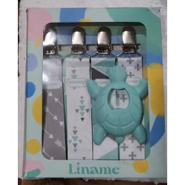 Liname 4 Pacifier Clips and 1 Teething Toy for Boys or Girls