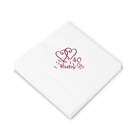 Ruby Wedding Anniversary 3 Ply Napkins - 40cm - Pack of 20.