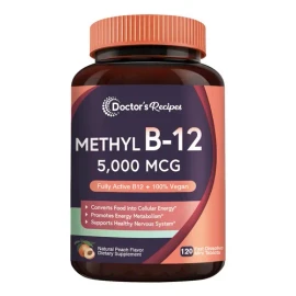 Doctor's Recipes Vitamina B12 Sublingual Methyl B-12 5000mcg 120 Tabs Sabor Durazno