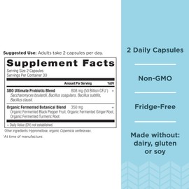 Ancient Nutrition Probiotics, SBO Probiotics Ultimate 50 Billion CFUs*/Serving, Digestive and Immune Support, Gluten Free, Ancient Superfoods Blend, 60 Capsules