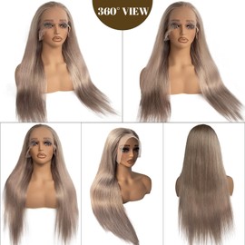 Belaved 22 Inch Ash Blonde Lace Front Wigs Human Hair 13x6 Straight HD Transparent Lace Frontal Wigs Human Hair 180% Density Glueless Colored Wigs for Black Women Pre Plucked Natural Hairline