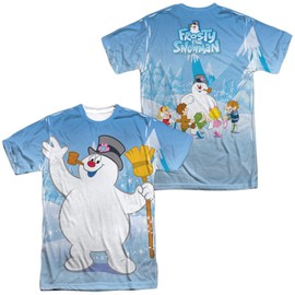 Frosty The Snowman Frosty Wave Front Back Print 100% Polyester, Adult Costume T Shirt for Men & Women, 4X-Large White
