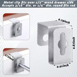 Hicarer 8 Pcs Metal Hanging File Bracket Clips Storage Hanging Filing Cabinet Rail Clips Metal Divider Fits 1/2" Drawer Side for File Cabinets Storage