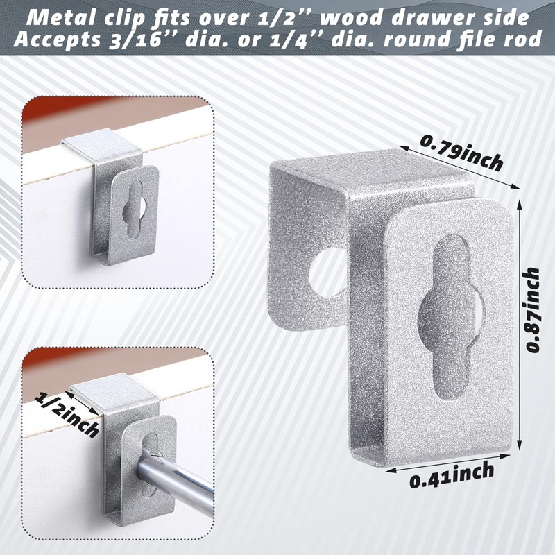 Hicarer 8 Pcs Metal Hanging File Bracket Clips Storage Hanging
