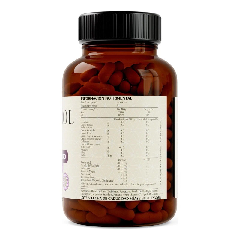 Resveratrol De 90 Cápsulas | Solasta® Sabor Sin Sabor