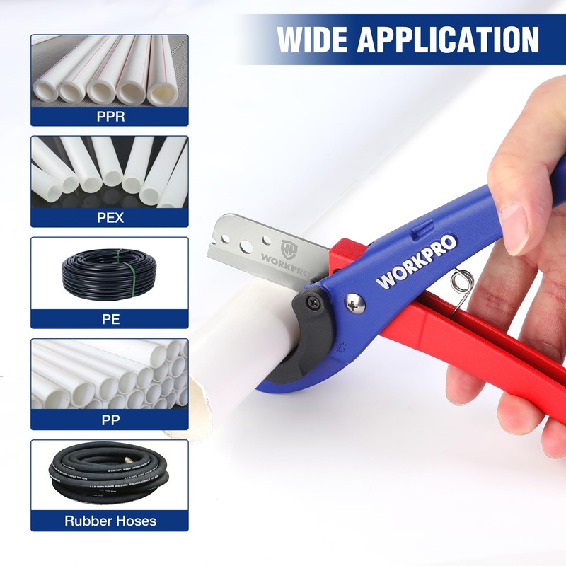 WORKPRO PEX Cutter with Sharp Blades, Hose Cutter with 1/8"-1-5/8"