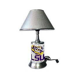 JS Table Lamp with Shade, a Diamond Plate Rolled in on The lamp Base, LSUT