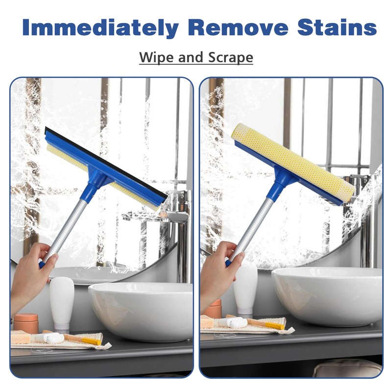 Professional Window Squeegee,2 in 1 Squeegee Window Cleaner with Long