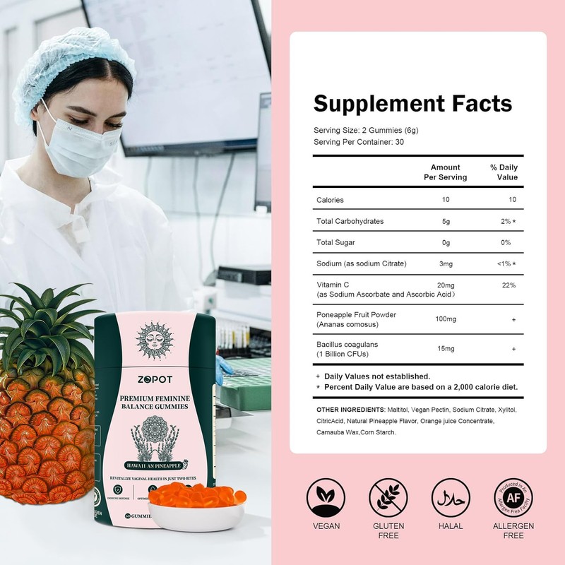 ZOPOT ZOPOT Feminine Balance Gummies - Women's Health Probiotics for