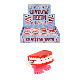 Henbrandt 12x Chattering Teeth Wind Up Clockwork Toy Display Box Joke Prank Halloween Decoration Party Favour Loot Bag Filler Pocket Money Toy for Boys and Girls