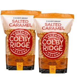 Colby Ridge 2-Pack Salted Caramel Gourmet Craft Popped Gluten Free Popcorn Snack Sized Large Pouch (2 Gallons = 34 Cups)