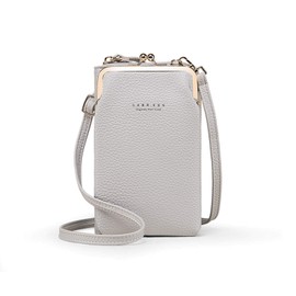 SUMGOGO Womens Crossbody Bag Cell Phone Shoulder Purse Card Wallet Handbag Satchel, Gray