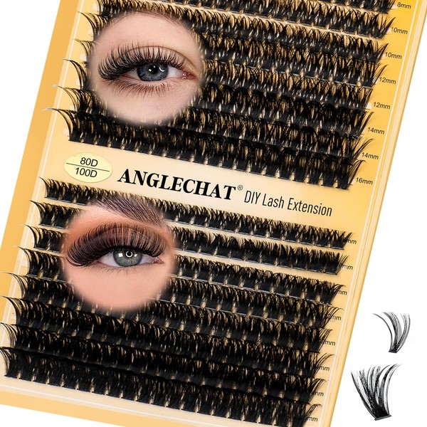Lash Clusters Wispy 80+100D Cluster Eyelash Extensions 320pcs Individual Natural