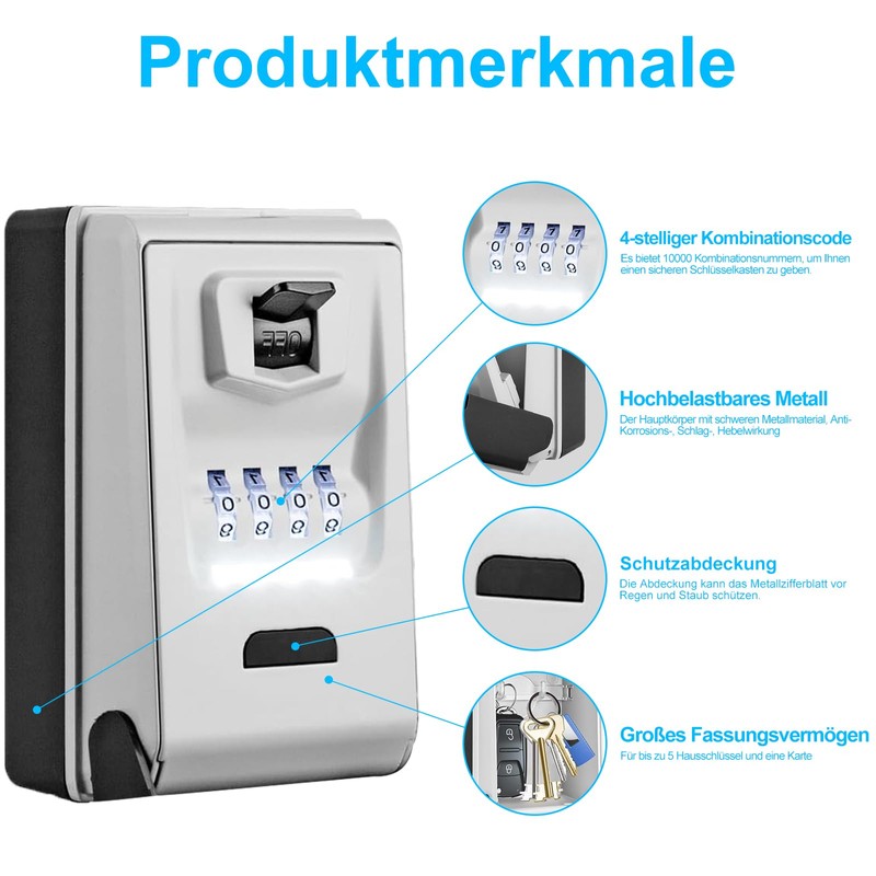 iPalamila Gaethra Key Safe with Number Code, Large 4 Digit