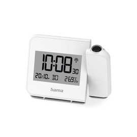 Hama Hvar Projection Alarm Clock Digital Radio-Controlled Clock Wall or Ceiling Projection White