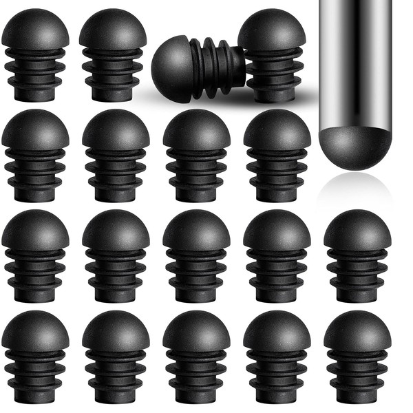 24 Pieces Round End Plugs Plastic Tube Inserts Chair Leg End Caps Tube Domed Inserts End Caps Stoppers Plastic Plug Protectors for Chairs Table Legs (1.6 x 2.1 cm)